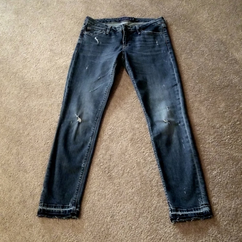 Lucky BRAND MID WASH DISTRESSED STRAIGHT LEG JEANS